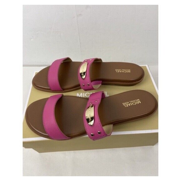 MICHAEL Michael Kors MK Plate Pink Slide Sandals Size: 8.5M - Picture 6 of 8